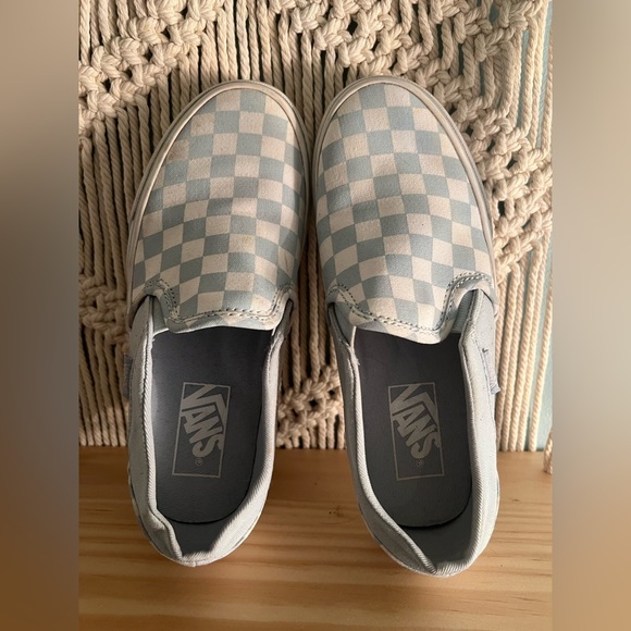 Light blue and white checkered vans women’s size 5.5 - Picture 2 of 10
